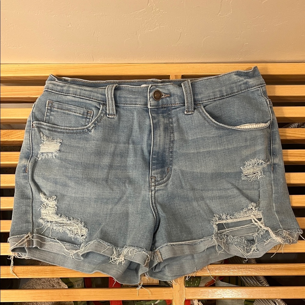 Women’s Light Blue Distressed Denim Jean Shorts